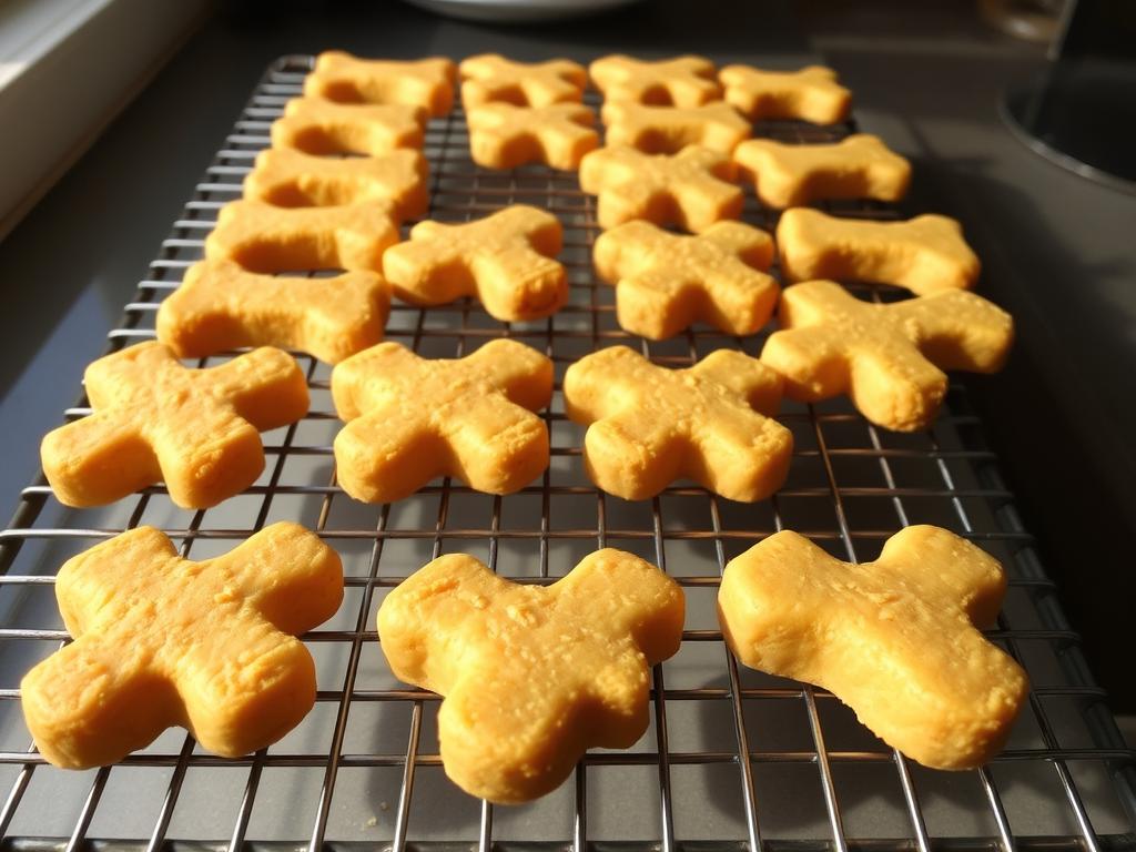Cooling dog treats on a wire rack