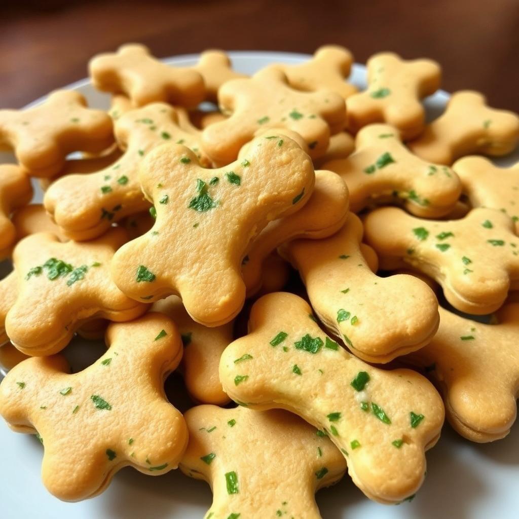 Herb cheese dog treats with parsley